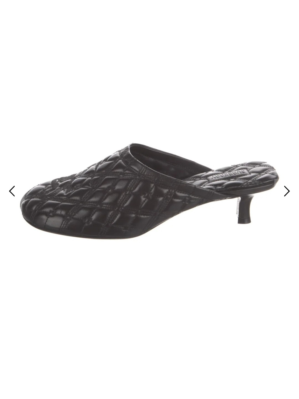 Black Quilted Slip-On Kitten Heel Mule